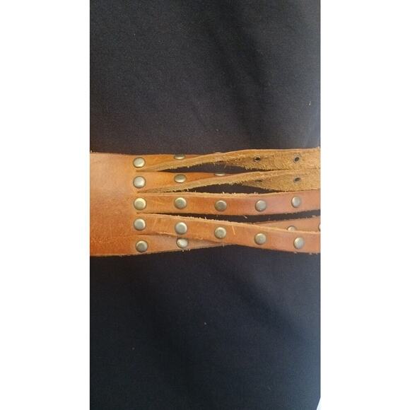 Boho 5 strand studded Leather Belt Brown OS - Picture 4 of 4